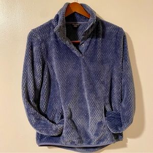 Eddie Bauer Slate Blue Snap Front Fleece Pullover Size S